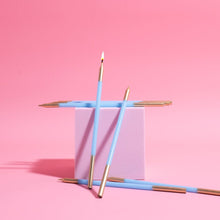 Load image into Gallery viewer, Gold Double Dipped Candles / Blue (Pk 12)