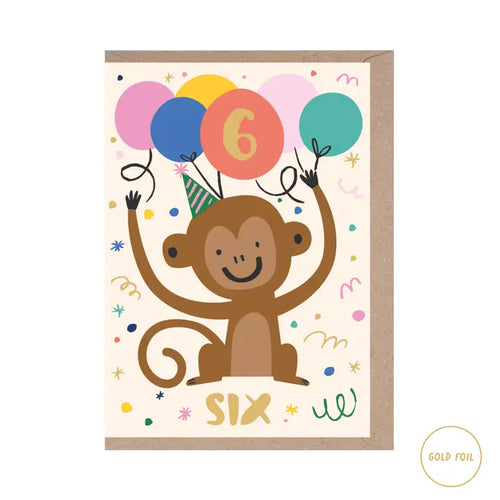 Age Six Monkey Card