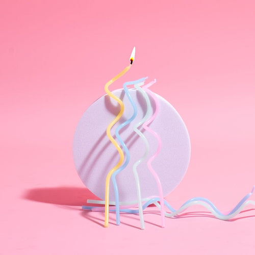 Swirly Cake Candles / Pastel (Pk 16)