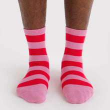 Load image into Gallery viewer, Baggu Crew Sock Pink Stripe