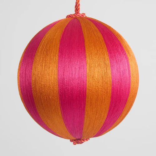Silk Stripe Bauble Medium Pink & Orange