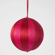 Load image into Gallery viewer, Silk Stripe Bauble Medium Fuchsia &amp; Red