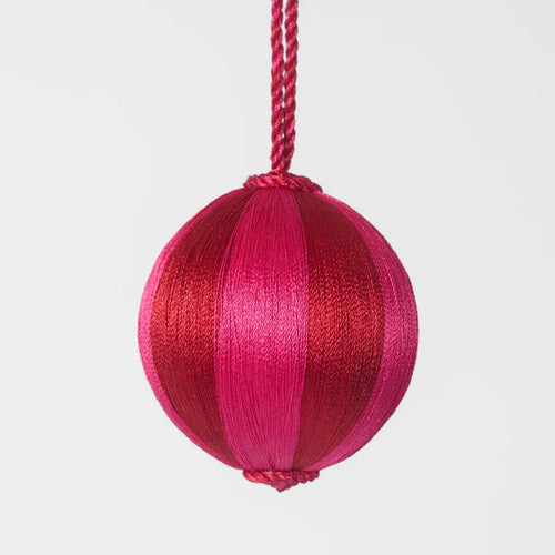 Silk Stripe Bauble Small Pink & Red
