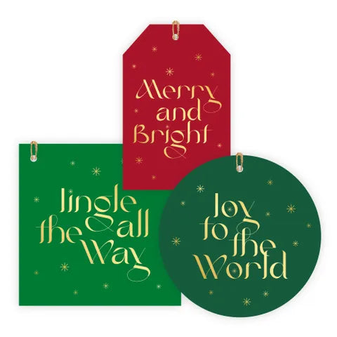 Christmas Shapes Red/Green Gift Tags (Pack 6)