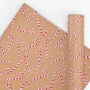 Wrapping Paper Candy Cane Ginger/Red 10 metres