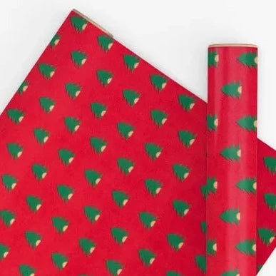 Wrapping Paper Little Pine Red/Dark Green 10 metres