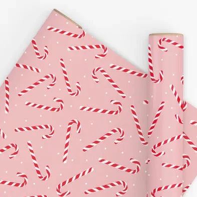 10 METRE CANDY CANE PINK/RED WRAPPING PAPER 80GSM