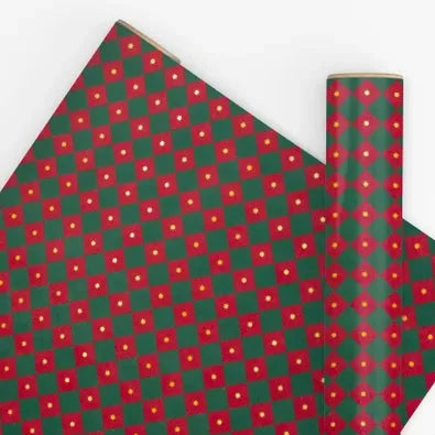 10M PAPER CHECKERBOARD DARK GREEN/RED 80GSM