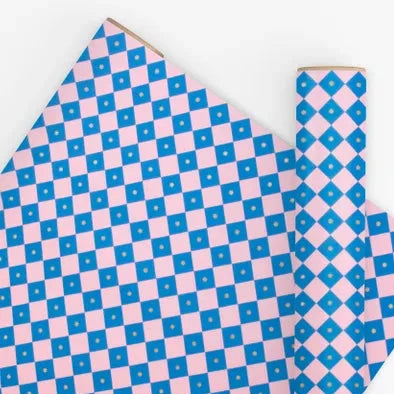 10M PAPER CHECKERBOARD PINK/ELECTRIC BLUE 80GSM