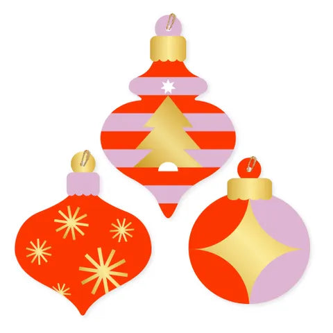 Gift Tags Baubles Lilac + Poppy Red (Pack 6)