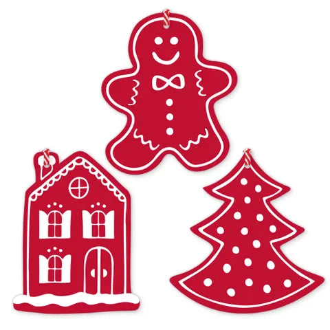 Gift Tags Gingerbread House Red (Pack 6)