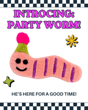 Load image into Gallery viewer, Worm with Party Hat Tufted Wall Hanging: Purple