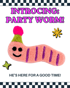 Worm with Party Hat Tufted Wall Hanging: Purple