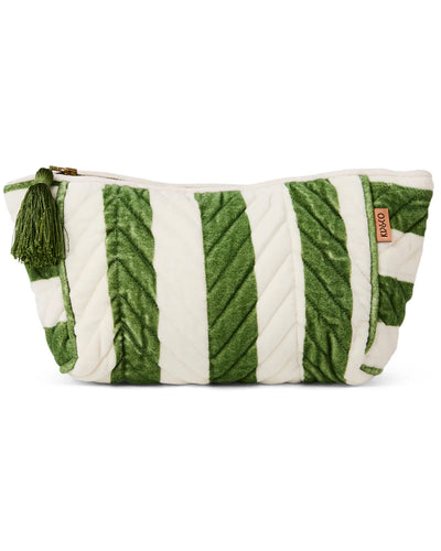 KIP & Co. Moss Stripe Velvet Toiletry Bag