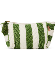 KIP & Co. Moss Stripe Velvet Toiletry Bag