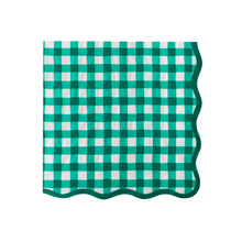 Load image into Gallery viewer, ELEGANT EMERALD GREEN GINGHAM DINNER NAPKINS