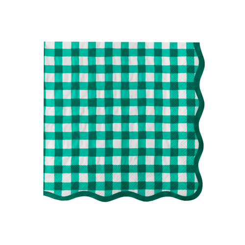 ELEGANT EMERALD GREEN GINGHAM DINNER NAPKINS