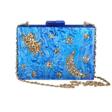 Load image into Gallery viewer, Blue Stargazer Acrylic Cyndi Clutch