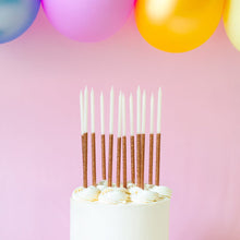 Load image into Gallery viewer, Rose Gold Glitter Dipped Cake Candles (Pk12)