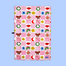 Load image into Gallery viewer, Kissmas Checkerboard Tea Towel