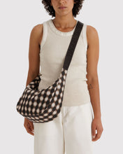 Load image into Gallery viewer, Baggu Medium Nylon Crescent Bag Blurred Gingham Brown