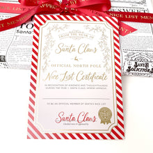 Load image into Gallery viewer, Santa&#39;s Nice List Certificate - Red White Stripe