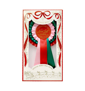 Nice List Member Christmas Rosette Badge Pink/Red
