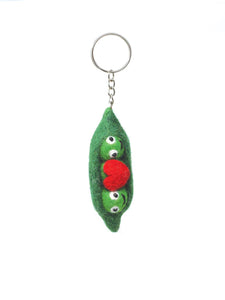 Felt Keychain - 2 Peas In A Pod Felt Keyring, Bag Charm