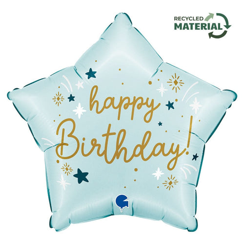 Pastel Blue Happy Birthday Star Foil Balloon