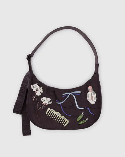 Baggu - Medium Nylon Cresent Bag Embroidered Get Ready With Me