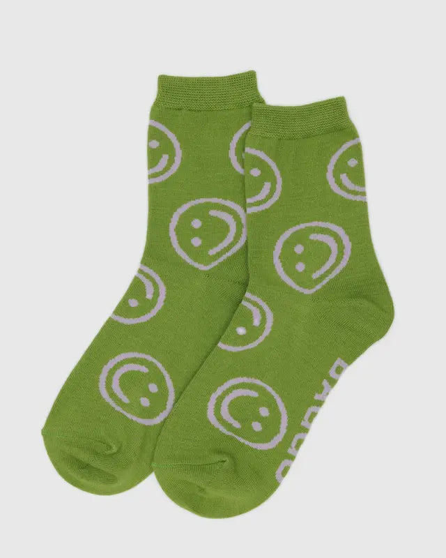 Baggu Crew Socks Pear Happy