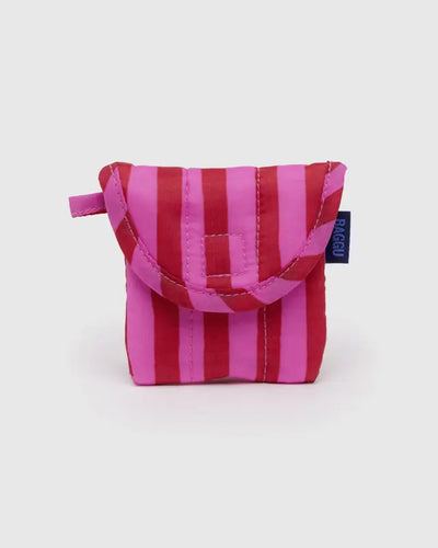 Baggu - Puffy Earbuds Case Pink & Red Painted Stripe
