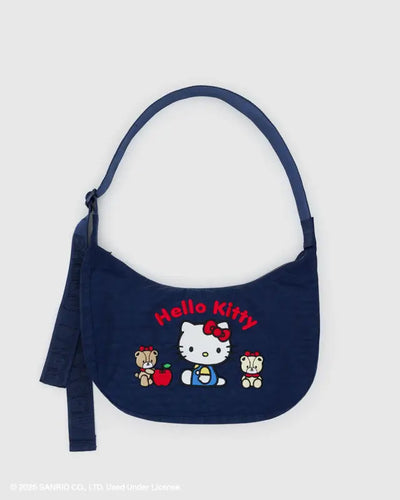 Baggu - Medium Nylon Crescent Bag - Embroidered Hello Kitty & Teddy