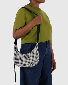 Baggu - Small Nylon Crescent Bag- Black & White Gingham