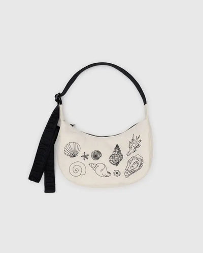 Baggu - Small Nylon Crescent Bag-Embroidered Shells