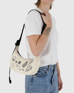 Baggu - Small Nylon Crescent Bag-Embroidered Shells