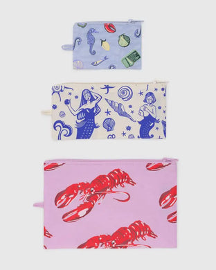 Baggu - Flat Pouch Set - Sea Creatures