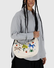 Load image into Gallery viewer, Baggu - Medium Nylon Crescent Bag Embroidered Painted Prairie