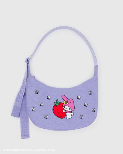 Baggu - Medium Nylon Crescent Bag - Embroidered My Melody Strawberry