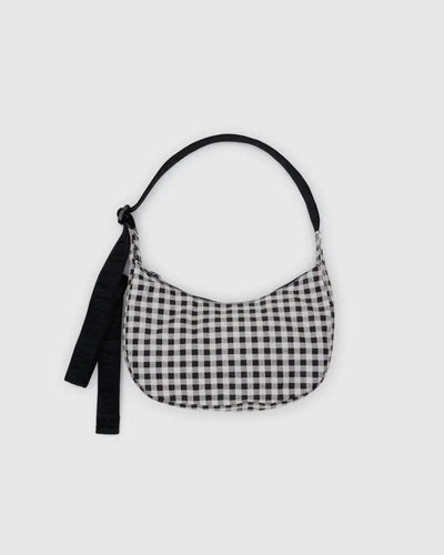 Baggu - Small Nylon Crescent Bag- Black & White Gingham