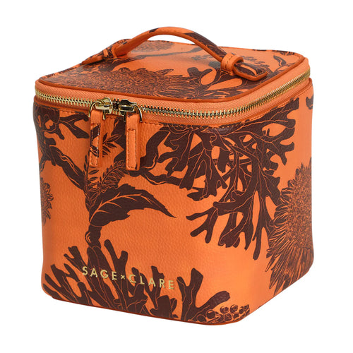 SAGE X CLARE Delphine Small Cosmetic Case - Vivid Coral
