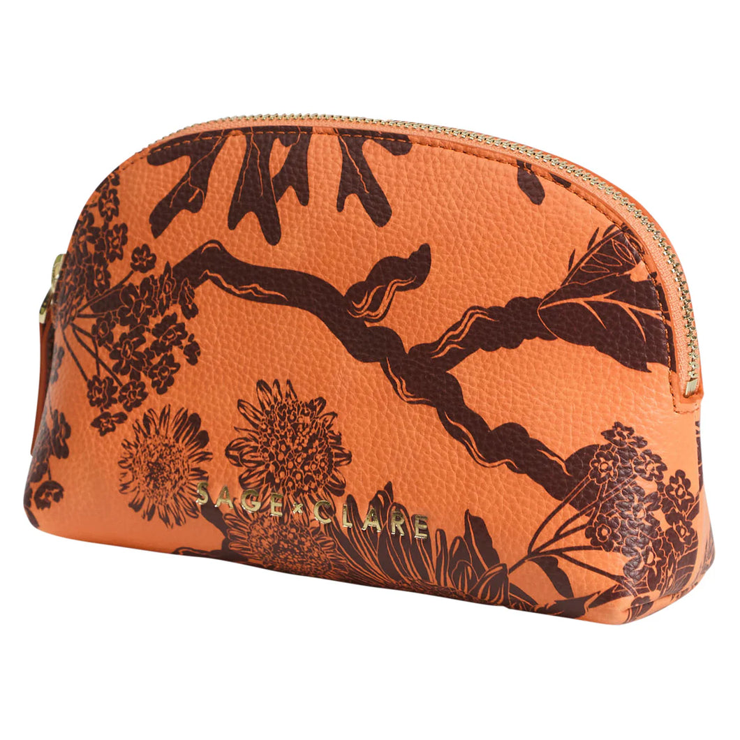 SAGE X CLARE Delphine Cosmetic Pouch - Vivid Coral