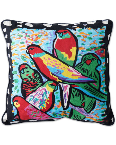 Kip & Co x Jenny Kee Parrots & Cockatoos Embroidered Cushion