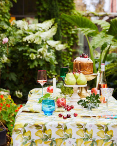 KIP & Co. White Linen Table Cloth Summer Lily