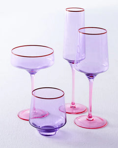 KIP & Co. Lilac Colour Block Margarita Glass 2P