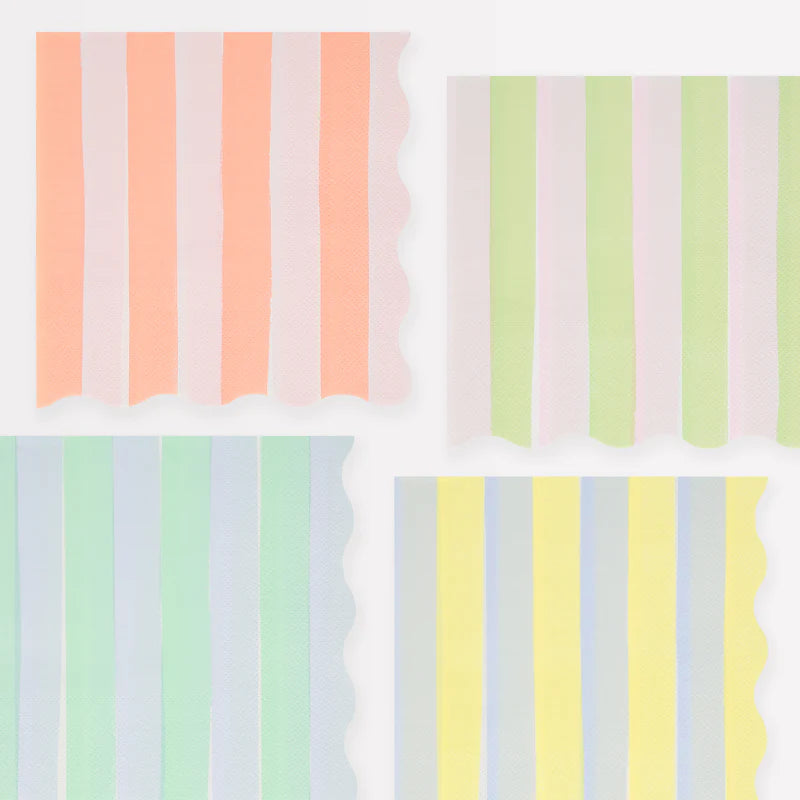 Pastel Stripe Small Napkins (Pack 16)