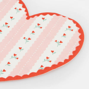 Vintage Rose Heart Napkins Small (Pk 16)