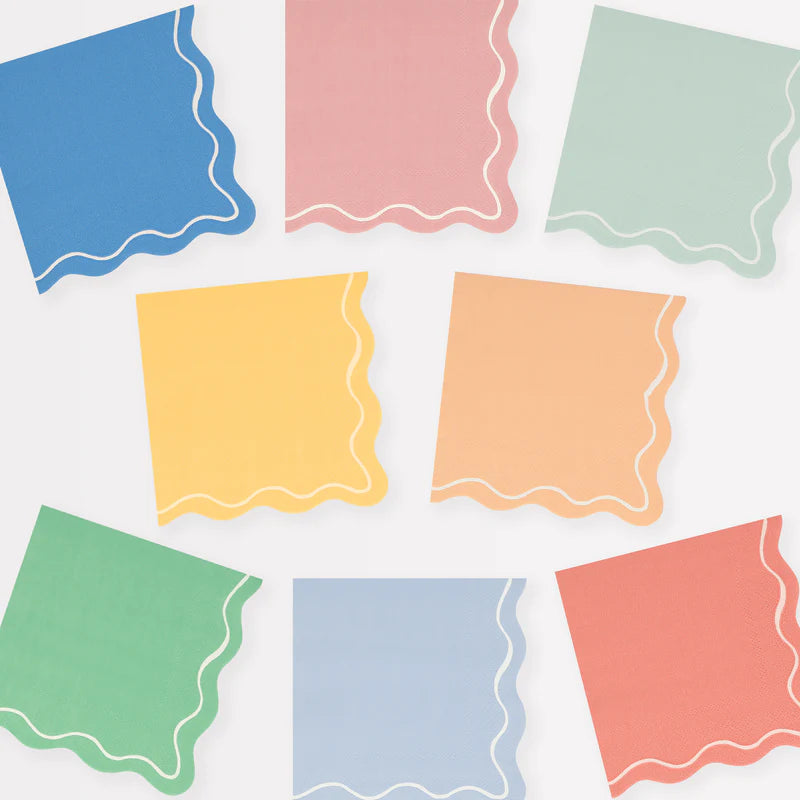 Mixed Wavy Line Napkins Small (Pack 16)