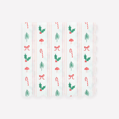 Festive Icon Stripes Large Napkins (Pack 16)