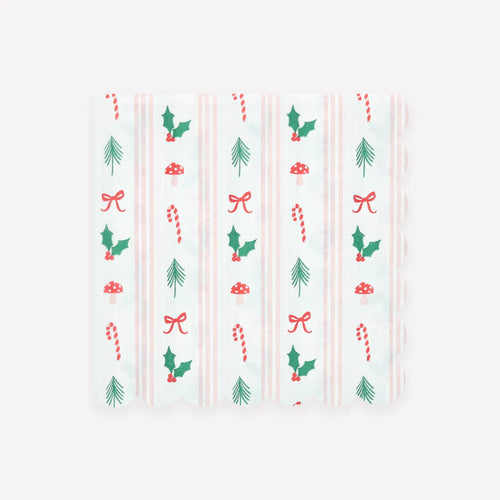 Festive Icon Stripes Large Napkins (Pack 16)